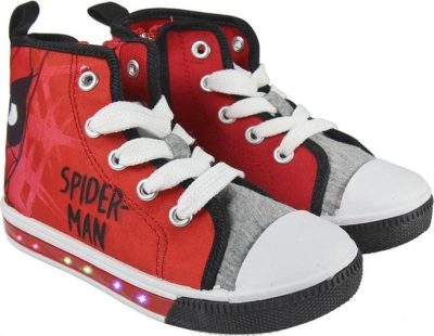 Baskets montantes en toile - LED Lumineux - Chaussures Lumineux pour Garcon Spiderman