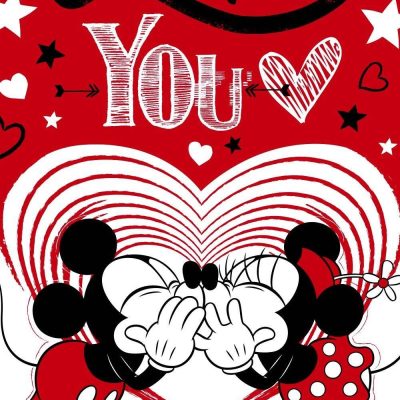 Drap de plage ou drap de bain Mickey et Minnie Love