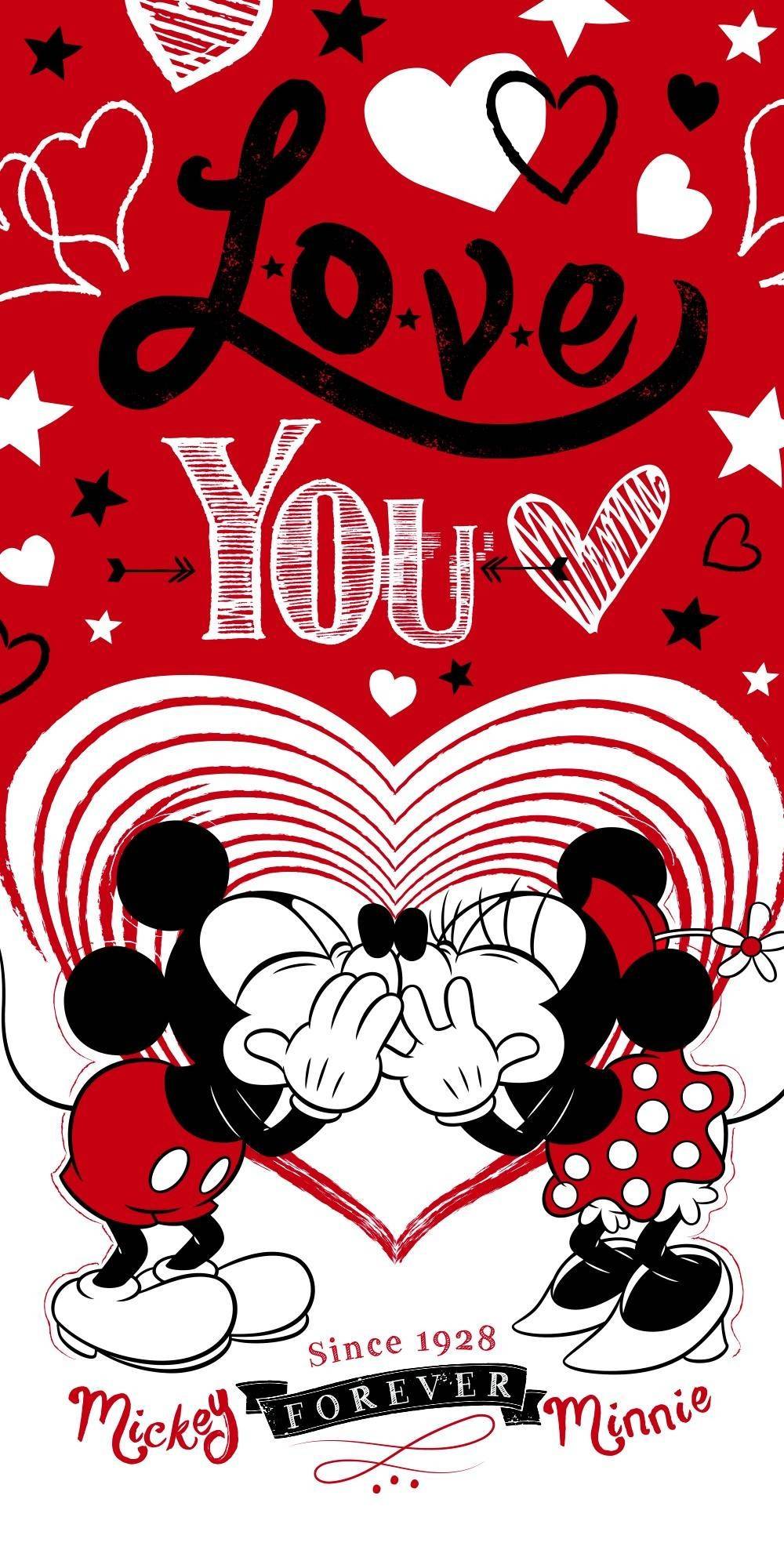 Drap de plage ou drap de bain Mickey et Minnie Love