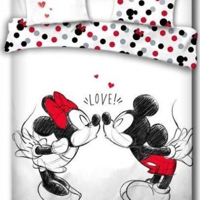 Parure Housse de couette Mickey et Minnie Love en coton