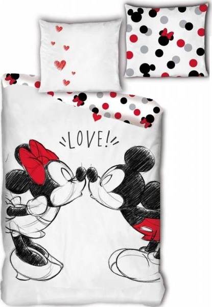 Parure Housse de couette Minnie and Mickey Love en coton