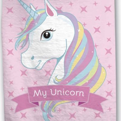 Drap de plage Licorne en rose