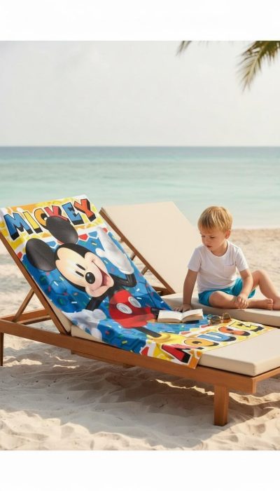 Drap de plage ou drap de bain Mickey en coton