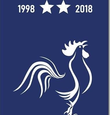 Drap de plage ou Serviette de bain France avec 2 Étoiles champions du monde 1998 et 2018