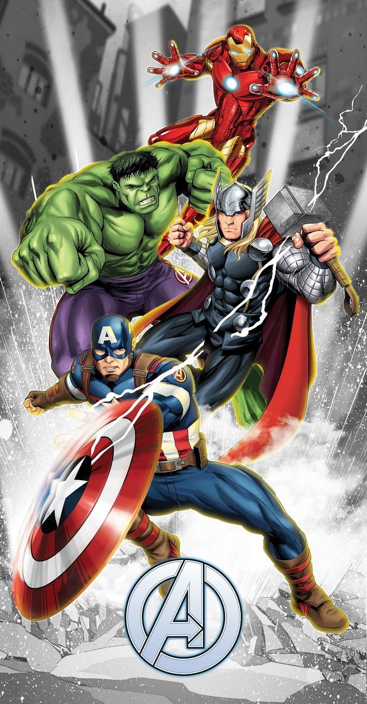 Serviette de plage ou drap de bain Avengers en coton