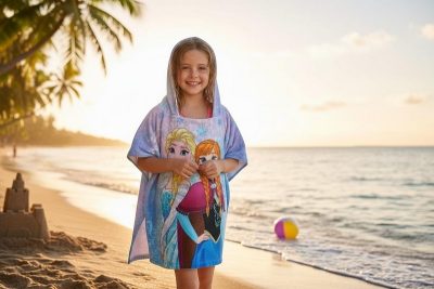 Poncho de bain La Reine des Neiges à capuche