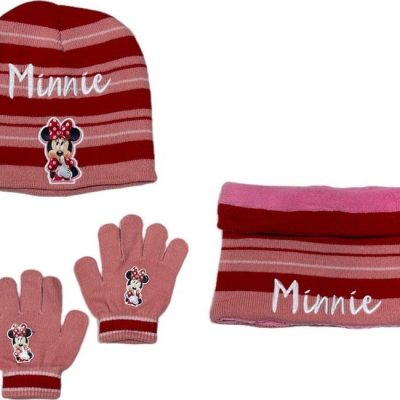 Set 3 pièces Bonnet + Snood + gants Minnie Disney