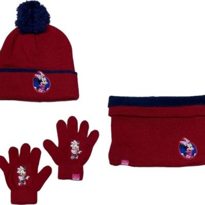 Set 3 pièces Bonnet + Snood + gants Minnie Disney