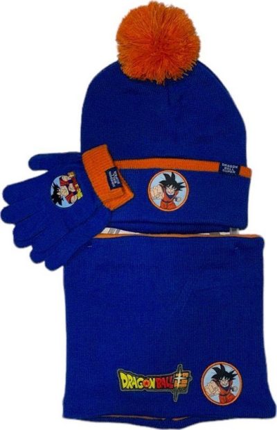 Set 3 pièces Bonnet + Snood + gants Dragon Ball Super