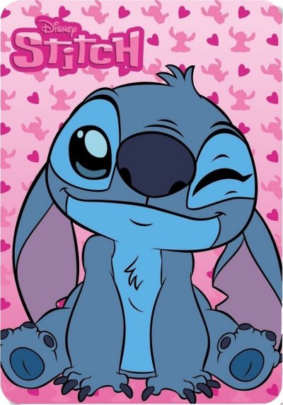 Plaid Polaire Stitch Disney en rose