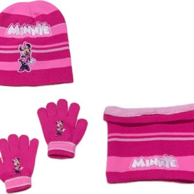 Set 3 pièces Bonnet + Snood + gants Minnie Disney