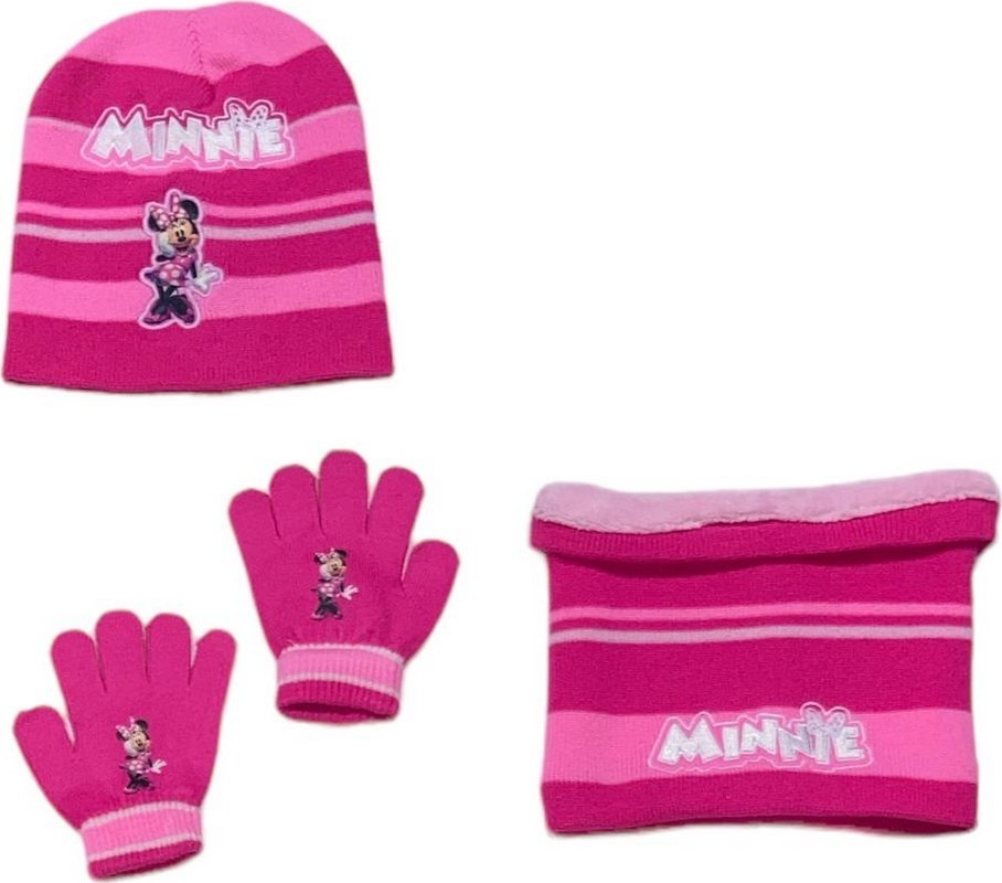 Set 3 pièces Bonnet + Snood + gants Minnie Disney