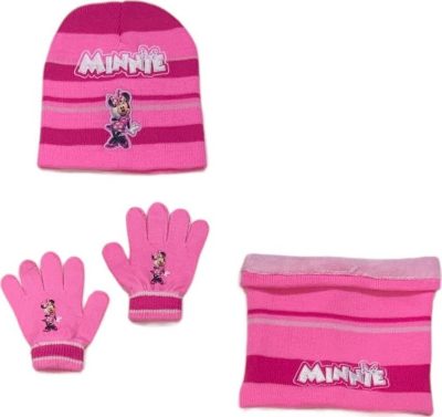 Set 3 pièces Bonnet + Snood + gants Minnie Disney
