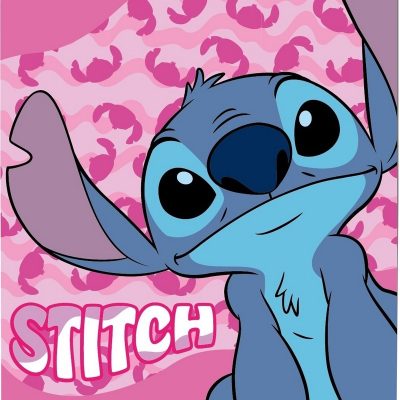 Plaid Polaire Stitch Disney en rose