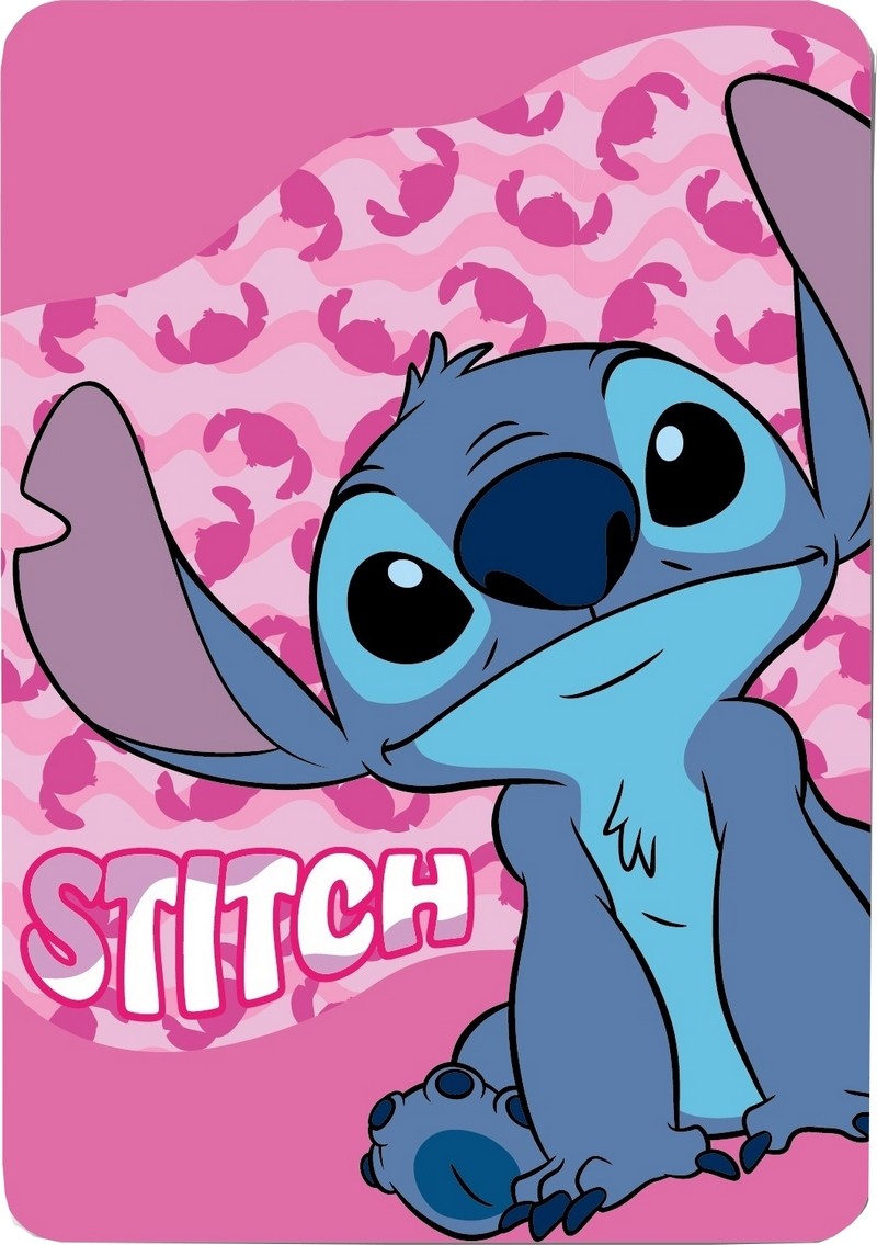 Plaid Polaire Stitch Disney en rose