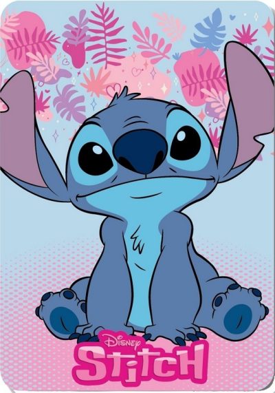 Plaid Polaire Stitch Disney en rose