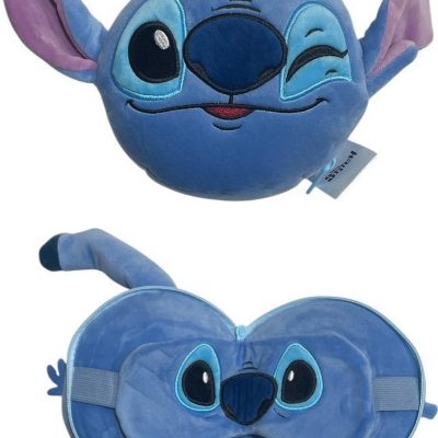 Relaxeazzz Oreiller de voyage en peluche Stitch & masque de sommeil