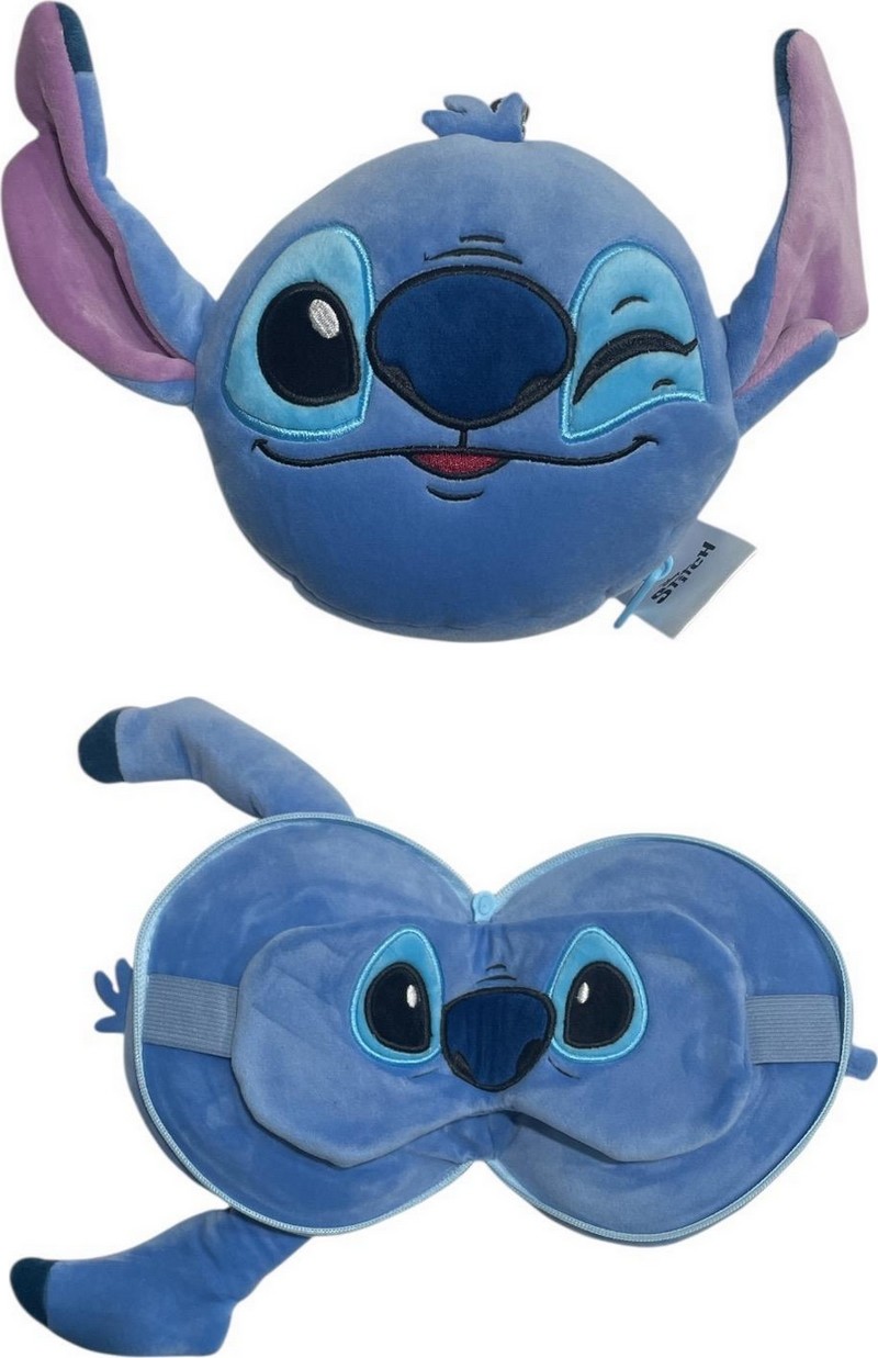 Relaxeazzz Oreiller de voyage en peluche Stitch & masque de sommeil