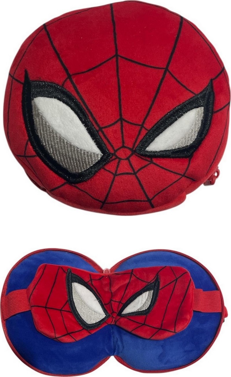 Relaxeazzz Oreiller de voyage en peluche Spiderman & masque de sommeil