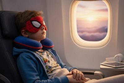 Relaxeazzz Oreiller de voyage en peluche Spiderman & masque de sommeil