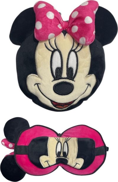 Relaxeazzz Oreiller de voyage en peluche Minnie & masque de sommeil
