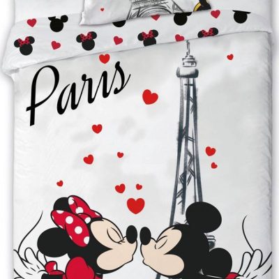 Parure Housse de couette Mickey et Minnie à Paris en coton