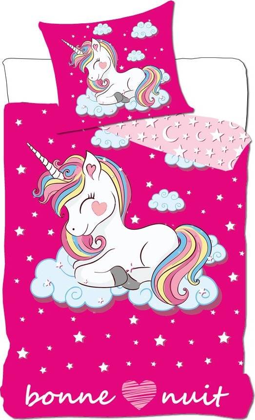 Parure Housse de couette Licorne en Coton avec Taie d oreille