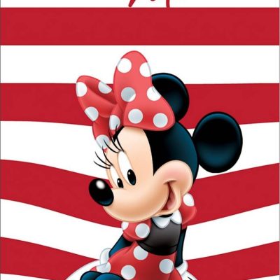 Drap de Plage Minnie Disney en rouge rayures