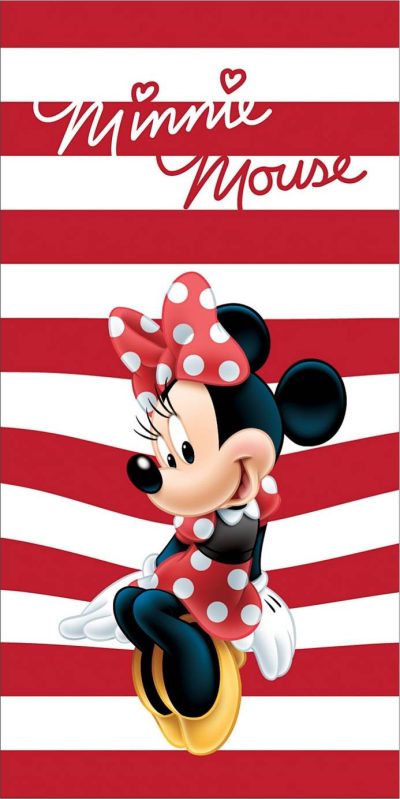 Drap de Plage Minnie Disney en rouge rayures