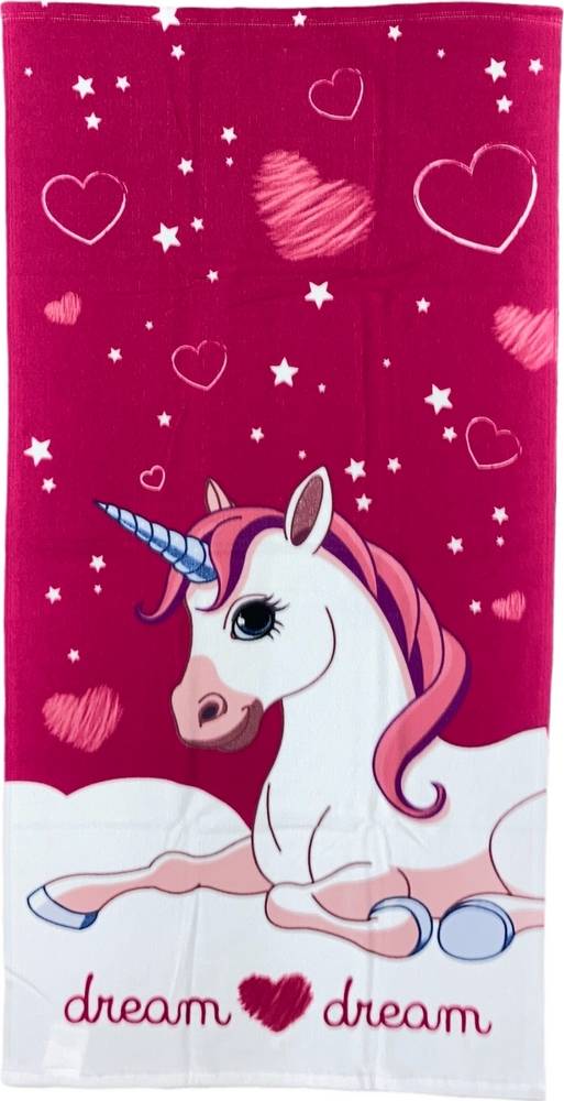 Drap de plage ou drap de bain Licorne en rose