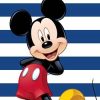 Drap de bain Mickey Disney avec rayures