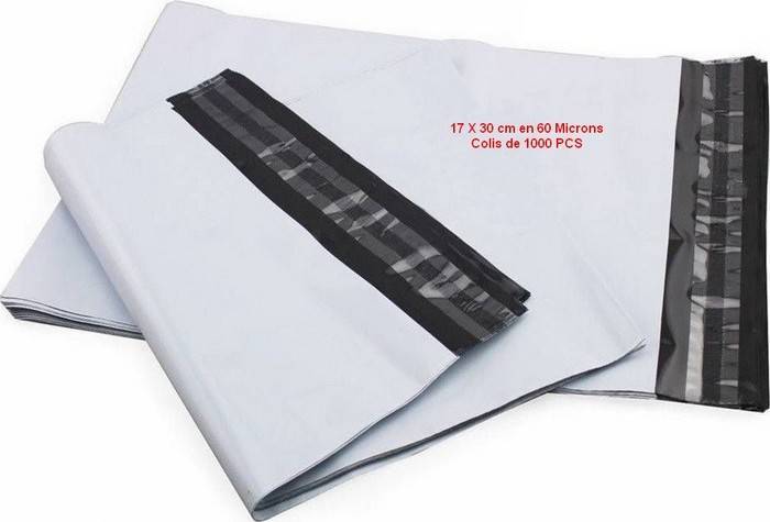 Pochette opaque en plastique 17 x 30 cm en 60 µ par 1000 pcs