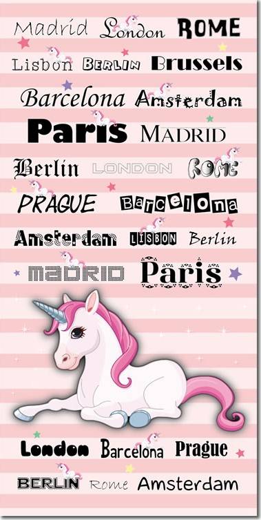 Drap de plage ou drap de bain Licorne en coton