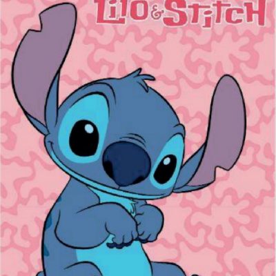 Plaid Polaire Stitch Disney en rose