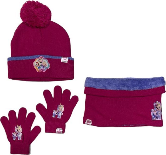 Set 3 pièces Bonnet + Snood + gants Cry Babies