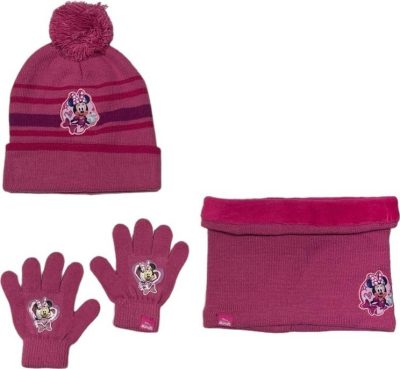 Set 3 pièces Bonnet + Snood + gants Minnie Disney