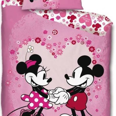 Parure de lit Mickey et Minnie en rose