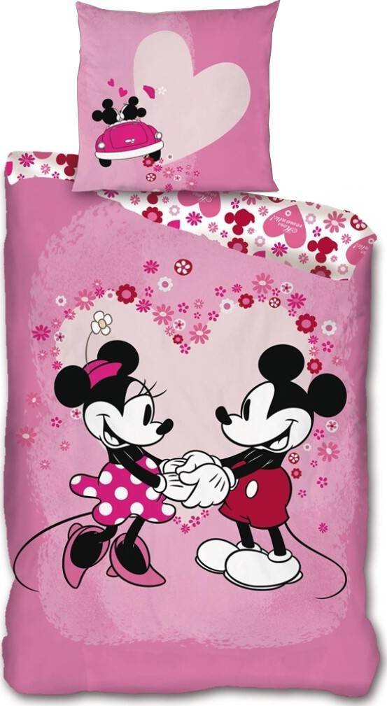 Parure de lit Mickey et Minnie en rose