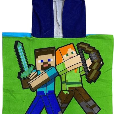 Poncho de bain Minecraft à capuche