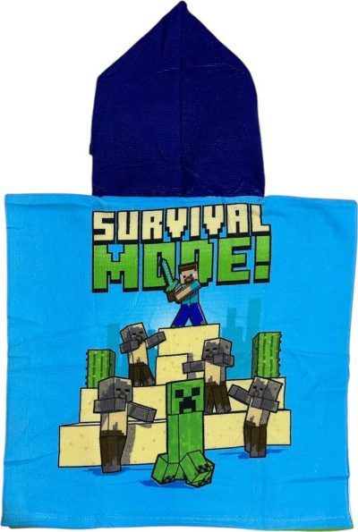 Poncho de bain Minecraft à capuche