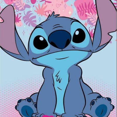 Plaid Polaire Stitch Disney en rose