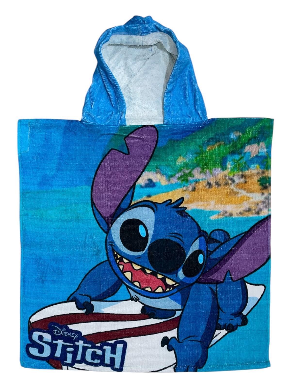 Poncho de bain Stitch Disney à capuche en coton